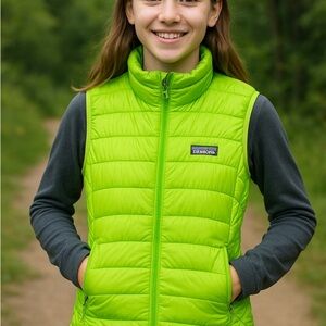 Lime Green Puffer Patagonia Vest Size 14